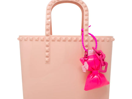 Pink Tiny Jelly Stud Tote w/ Bow Charm