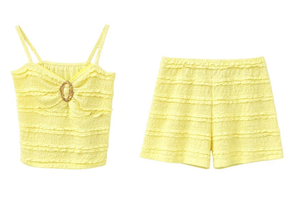 Ruffled Crop Top Short Set
