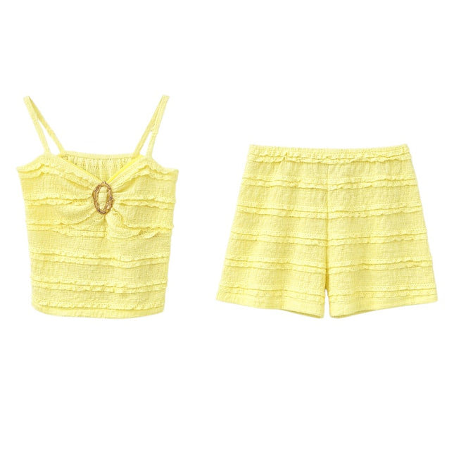 Ruffled Crop Top Short Set