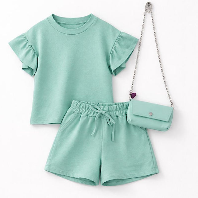 Ruffle Sleeve Short Set