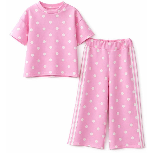 Pink Polka Dot Wide Leg Set