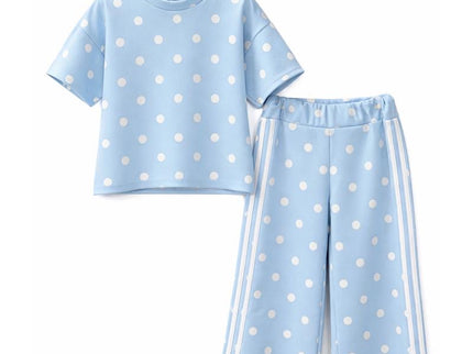Blue Polka Dot Wide Leg Set