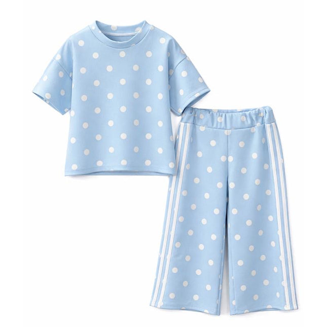 Blue Polka Dot Wide Leg Set