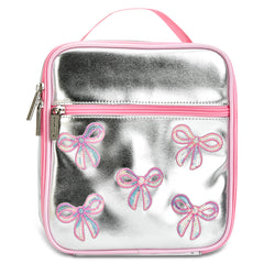 Silver Glitter Bow Dream Lunch Tote
