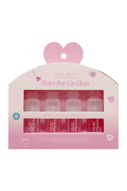 4 pc Heart Pop Lip Gloss Set