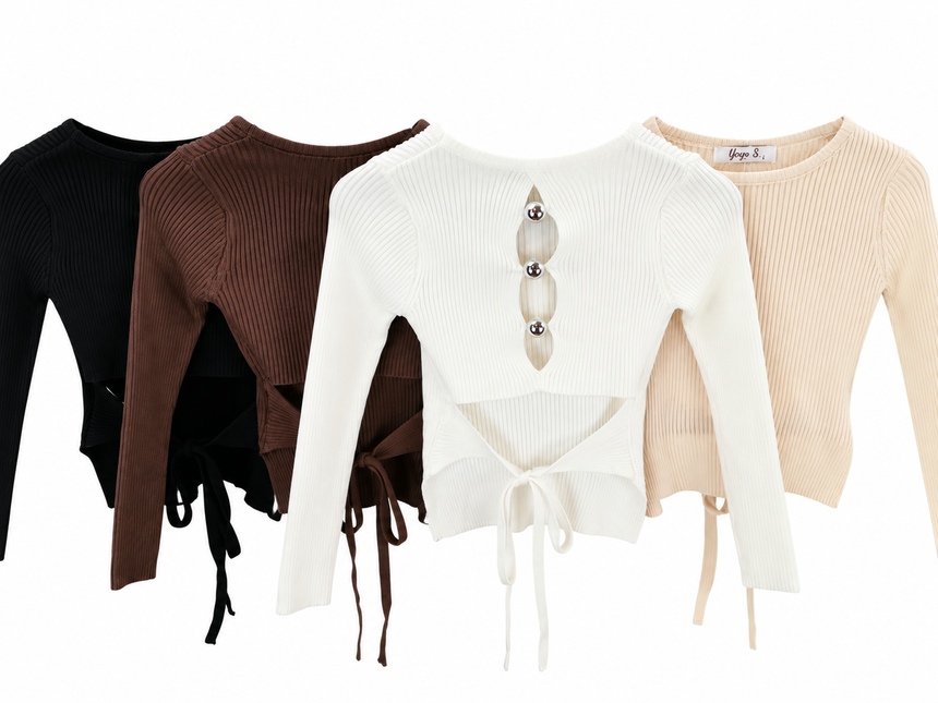 Tie Back Ribbed Top