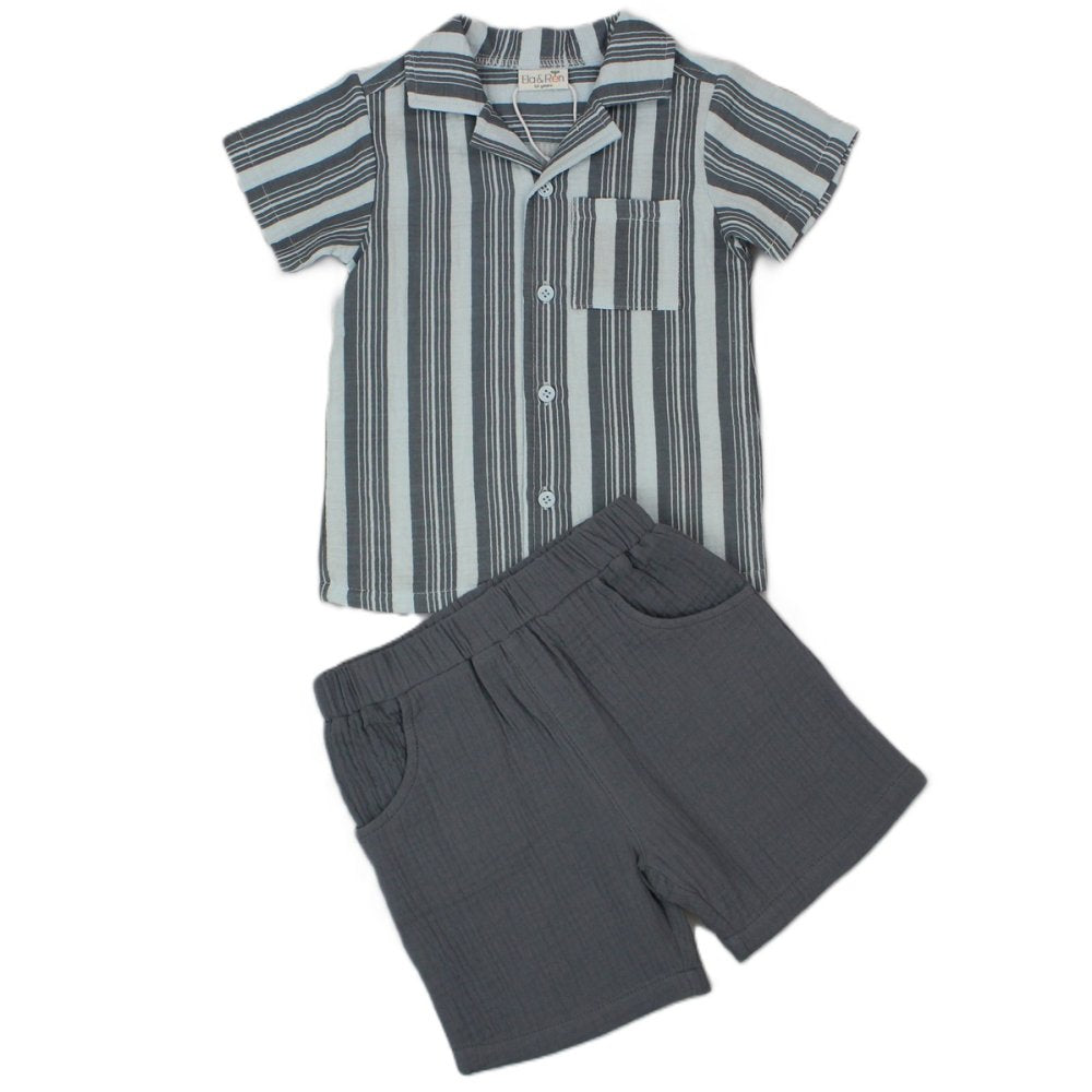 Cool Breeze Striped Shirt & Shorts Set