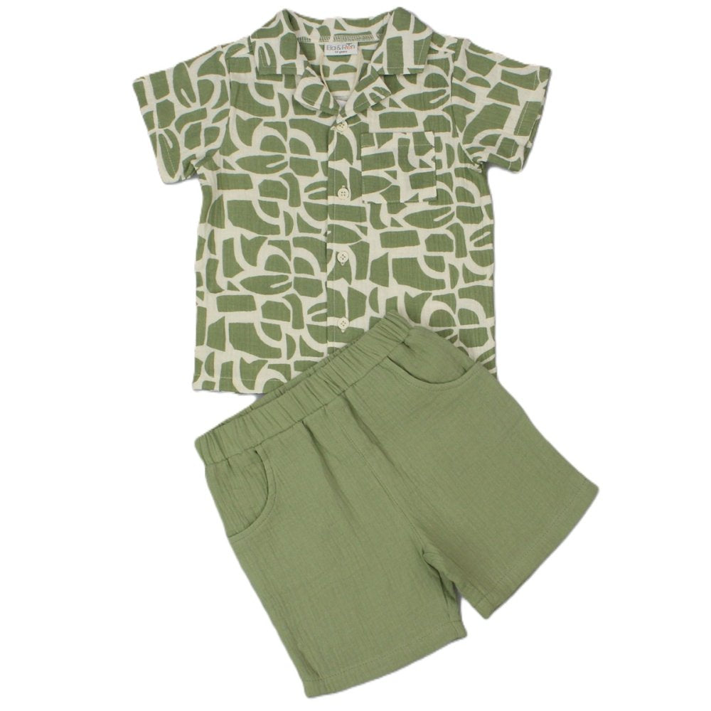 Little Explorer Printed Shirt & Shorts Set