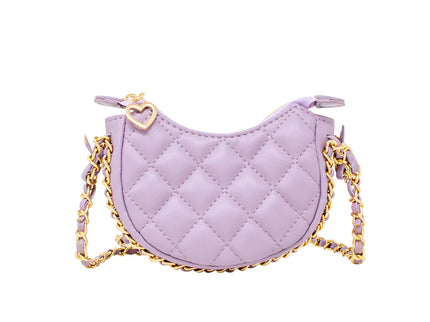 Tiny Quilted Chain Wrapped Hobo Bag - Purple