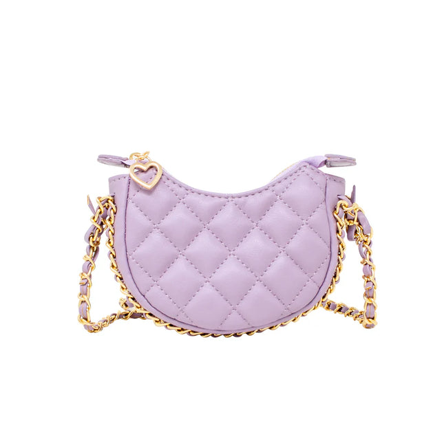 Tiny Quilted Chain Wrapped Hobo Bag - Purple