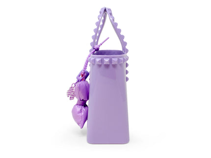 Purple Tiny Jelly Stud Tote w/ Bow Charm