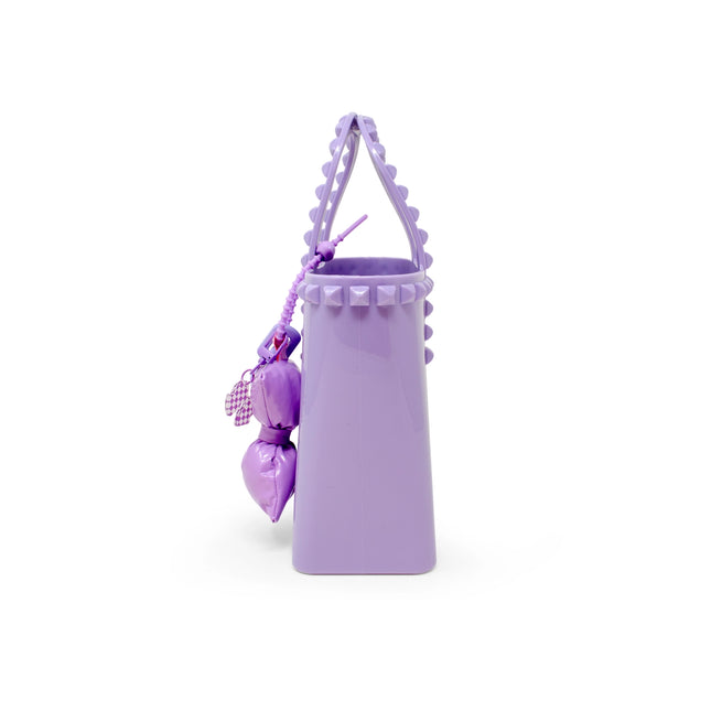 Purple Tiny Jelly Stud Tote w/ Bow Charm