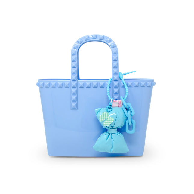Blue Tiny Jelly Stud Tote w/ Bow Charm