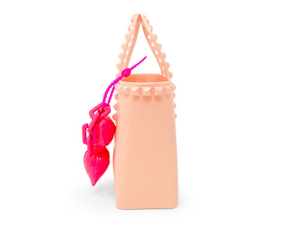 Pink Tiny Jelly Stud Tote w/ Bow Charm