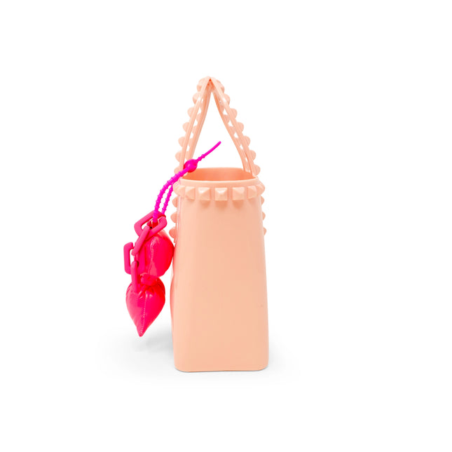 Pink Tiny Jelly Stud Tote w/ Bow Charm