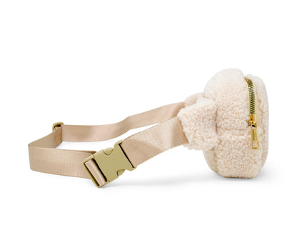 Beige Fuzzy Crossbody Sling Bag w/ Heart