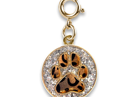 Gold Swivel Leopard Paw Print Charm