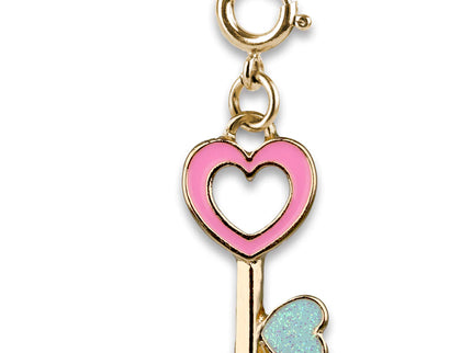 Gold Heart Key Charm