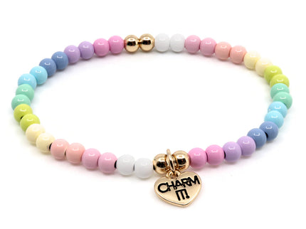 Gold Pastel Stretch Bead Bracelet