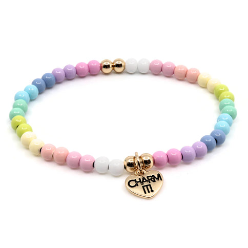 Gold Pastel Stretch Bead Bracelet