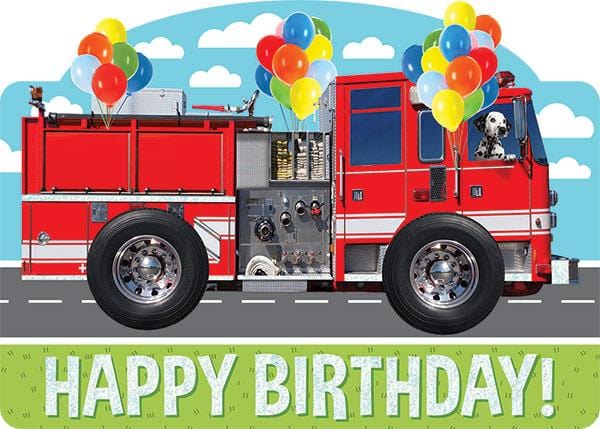 Happy Birthday Fire Truck Greeting Card